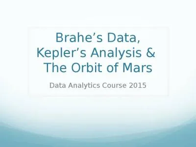 Brahe’s Data,  Kepler’s