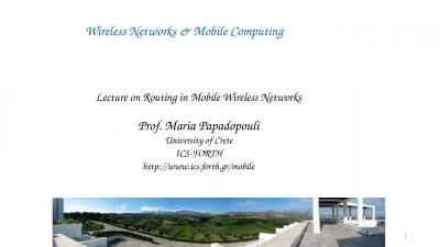 1 Lecture  on Routing in Mobile Wireless Networks