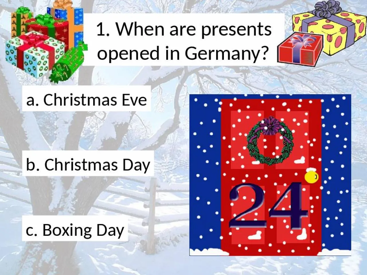 PPT-1. When are presents opened in Germany?