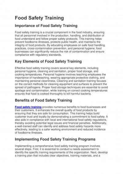 Food Safety Training