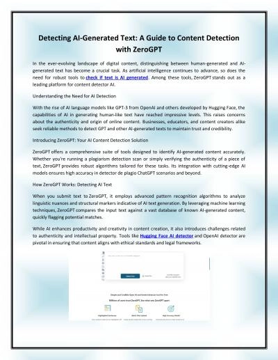 Detecting AI-Generated Text: A Guide to Content Detection with ZeroGPT