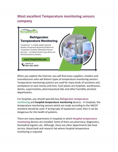 Most excellent Temperature monitoring sensors company