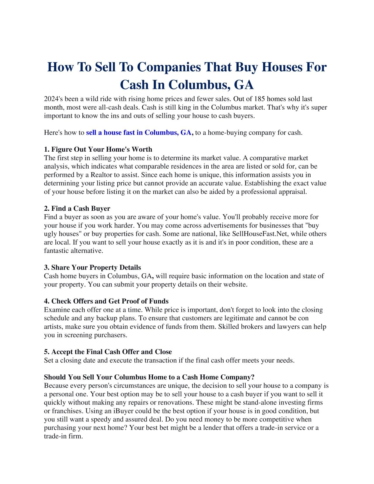 PDF-How To Sell To Companies That Buy Houses For Cash In Columbus, GA