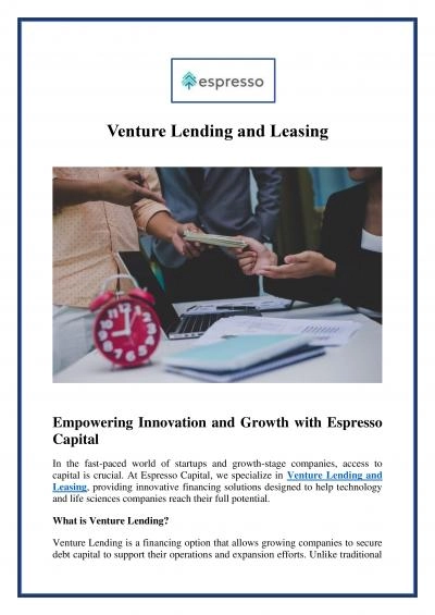 Venture Lending and Leasing