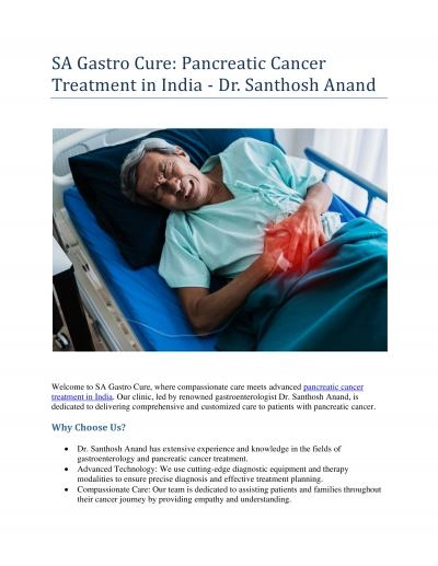 Pancreatic Cancer Treatment in India | SA Gastro Cure