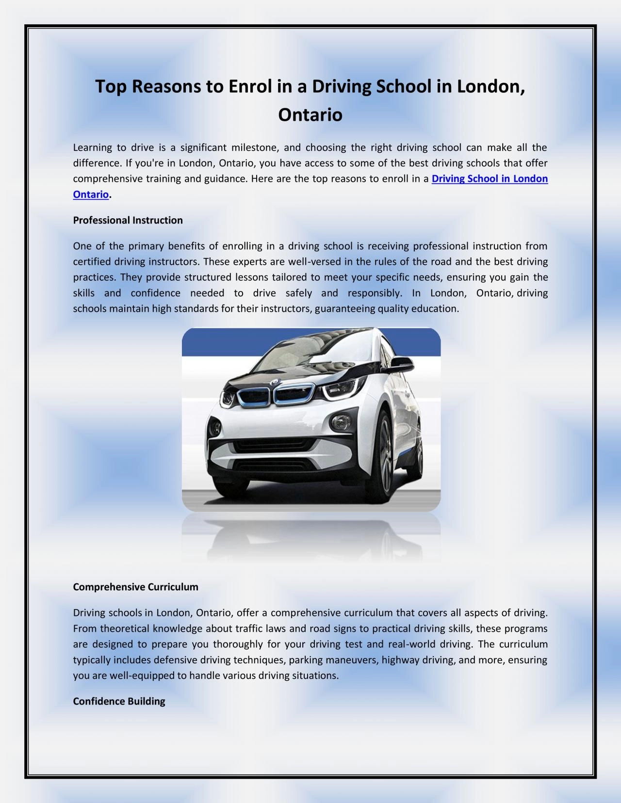 PDF-Top Reasons to Enrol in a Driving School in London, Ontario