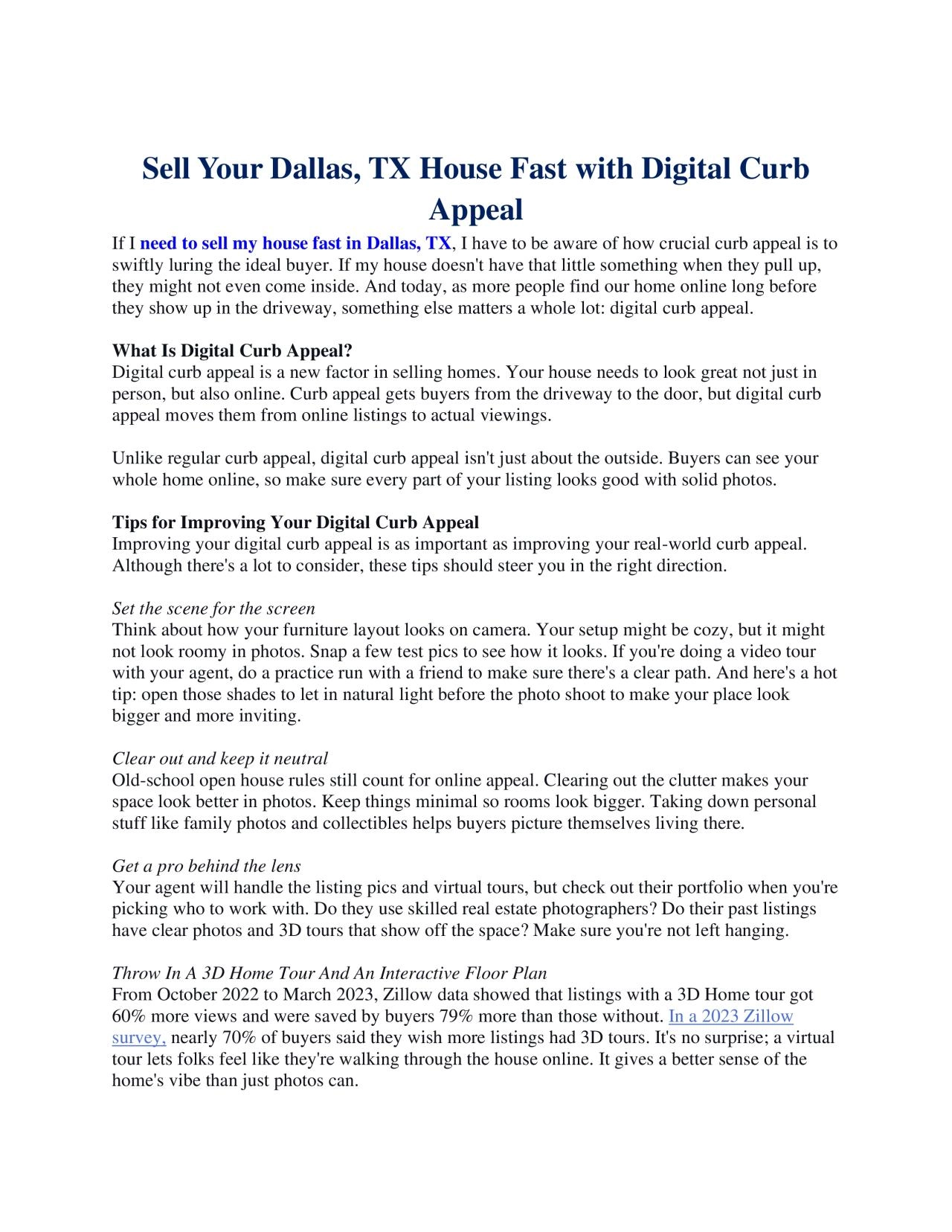 PDF-Sell Your Dallas, TX House Fast With Digital Curb Appeal