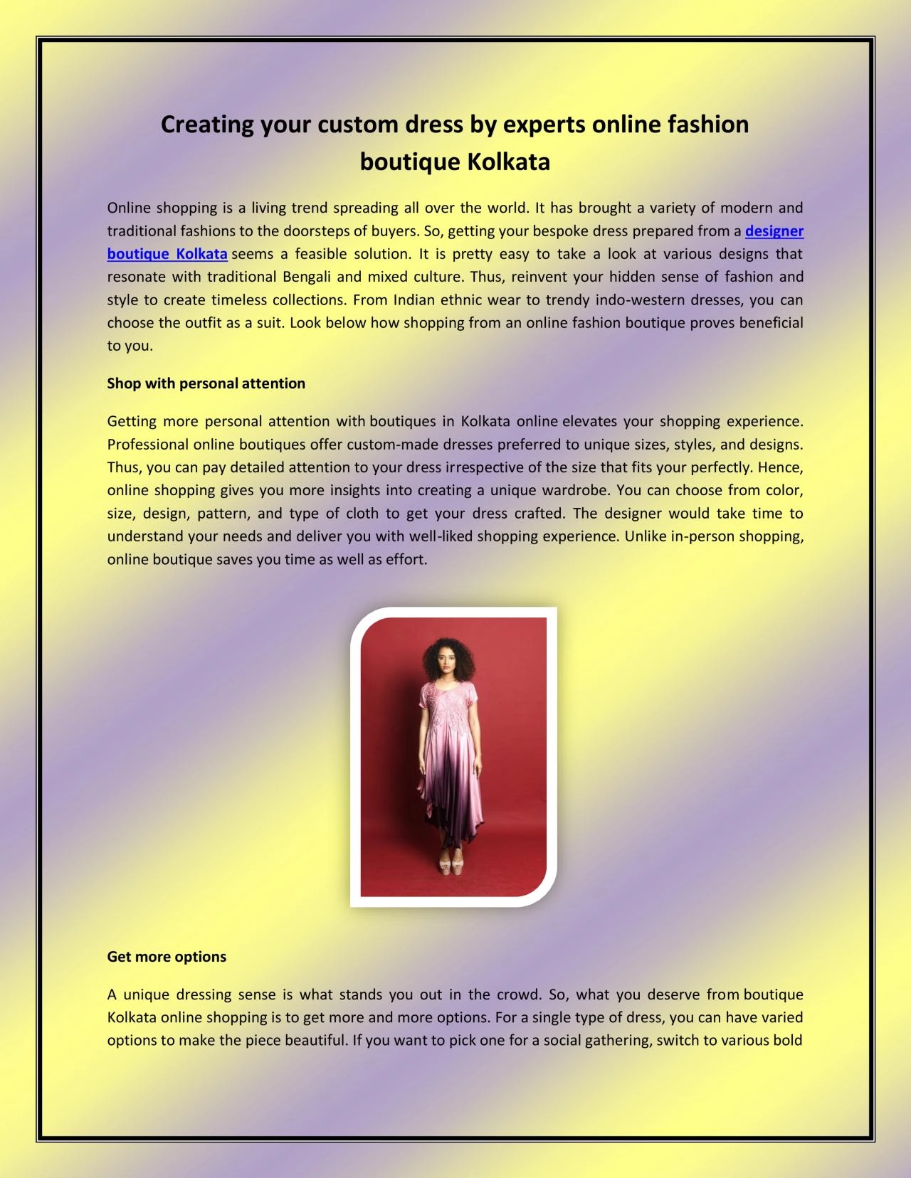 PDF-Creating your custom dress by experts online fashion boutique Kolkata