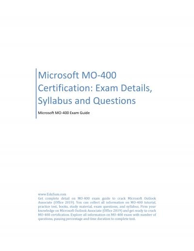 Microsoft MO-400 Certification: Exam Details, Syllabus and Questions