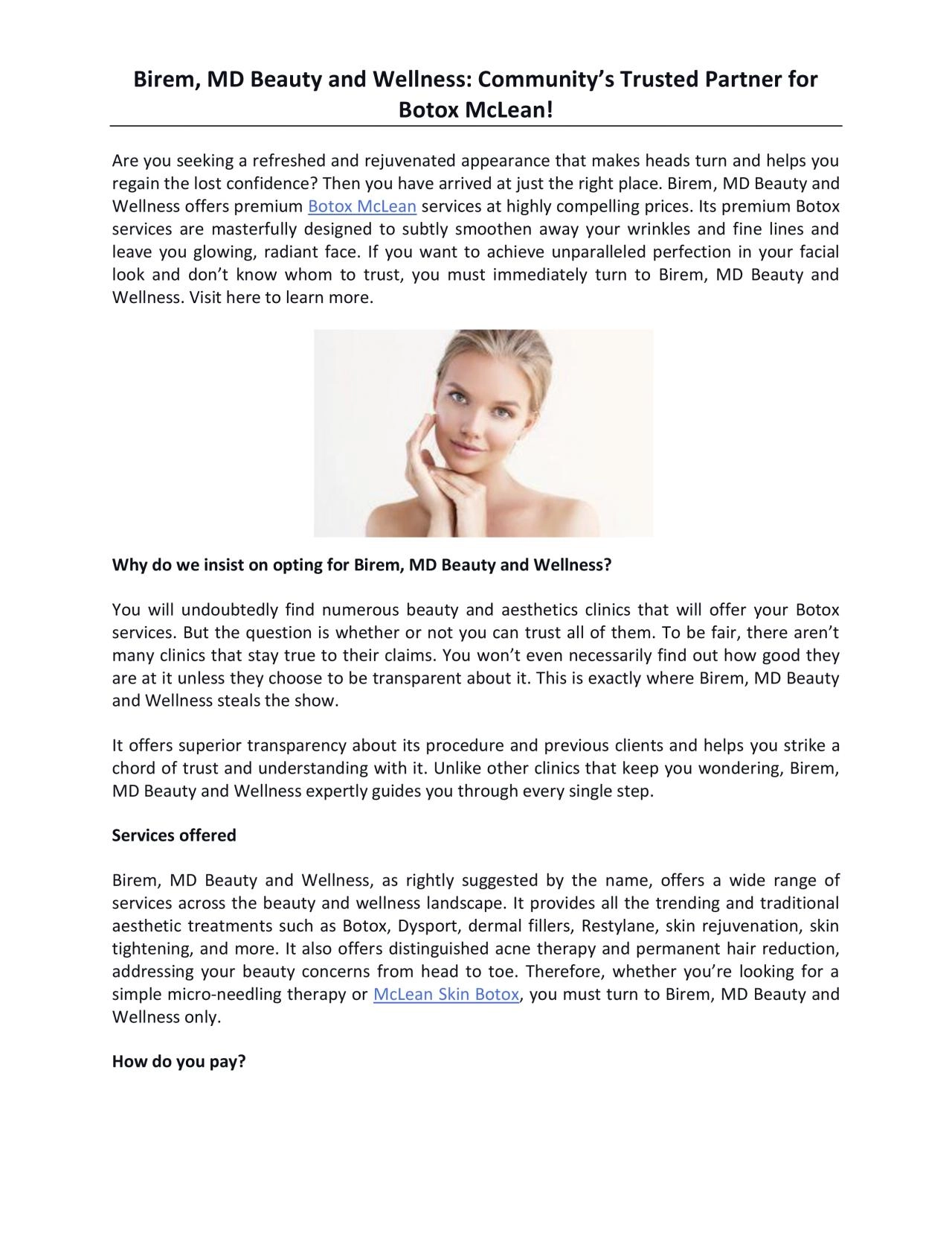 PDF-Birem, MD Beauty and Wellness: Community’s Trusted Partner for Botox McLean!