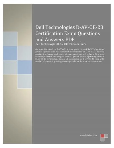 Dell Technologies D-AV-OE-23 Certification Exam Questions and Answers PDF