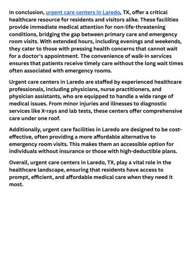 Comprehensive Care at Laredo Urgent Care\