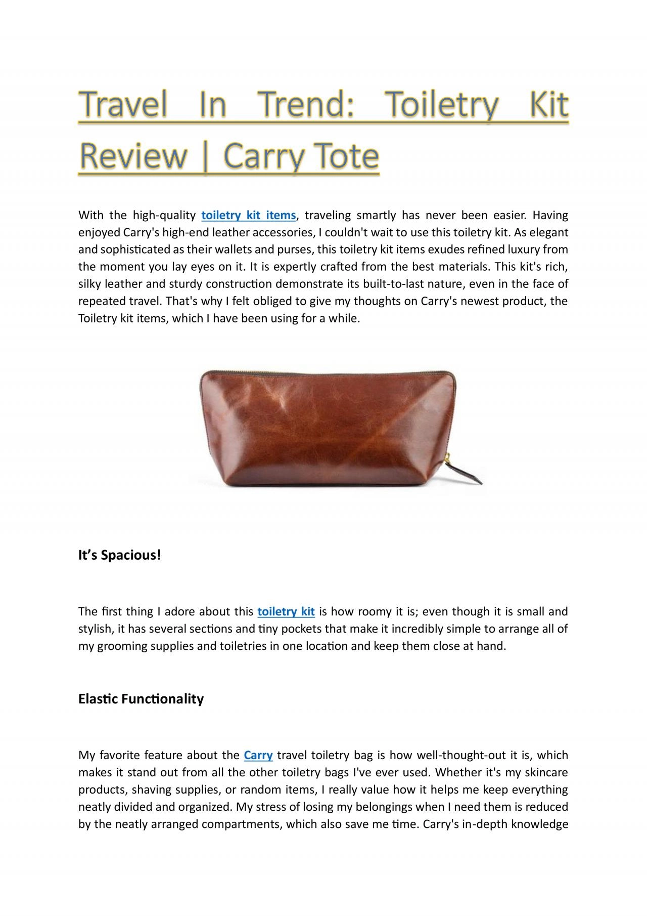 PDF-Travel In Trend: Toiletry Kit Review | Carry Tote