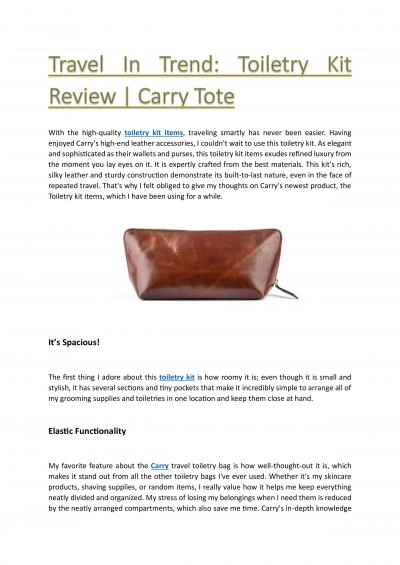 Travel In Trend: Toiletry Kit Review | Carry Tote