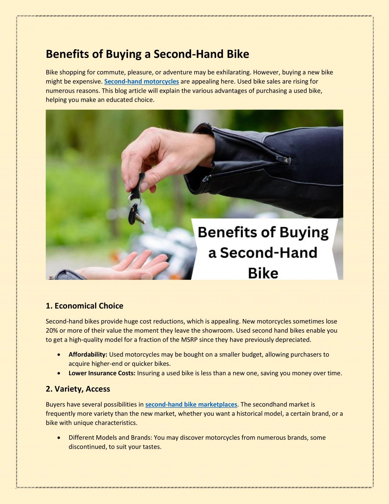 PDF-Benefits of Buying a Second-Hand Bike