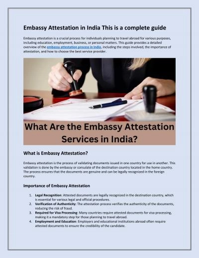 Embassy Attestation in India This is a complete guide