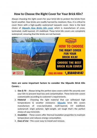 How to Choose the Right Cover for Your Brick Kiln