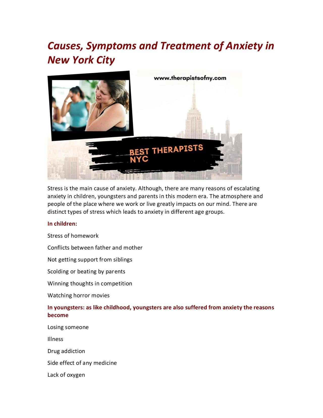 PDF-Causes, Symptoms and Treatment of Anxiety in New York City