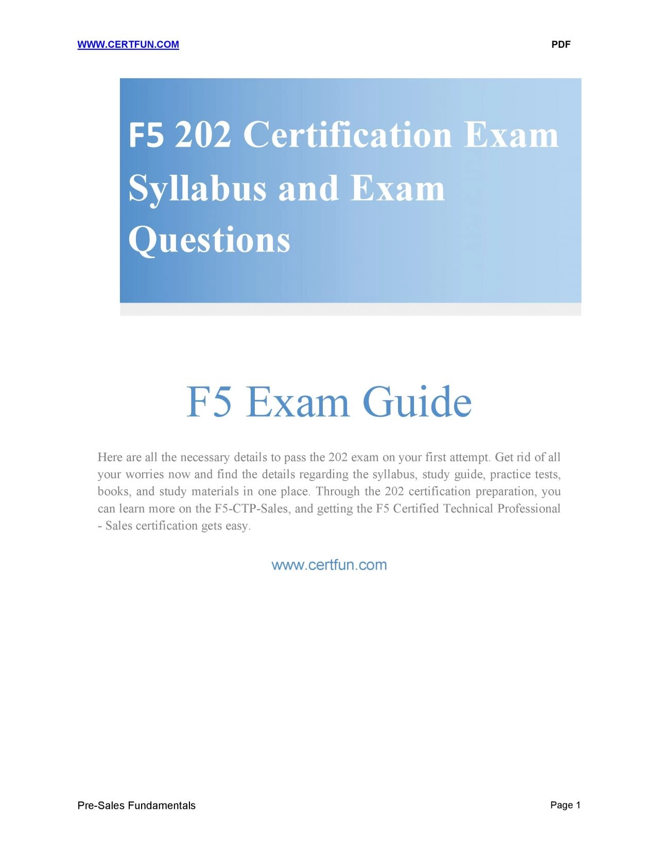 PDF-202 F5 Certified Technical Professional - Sales (F5-CTP-Sales)