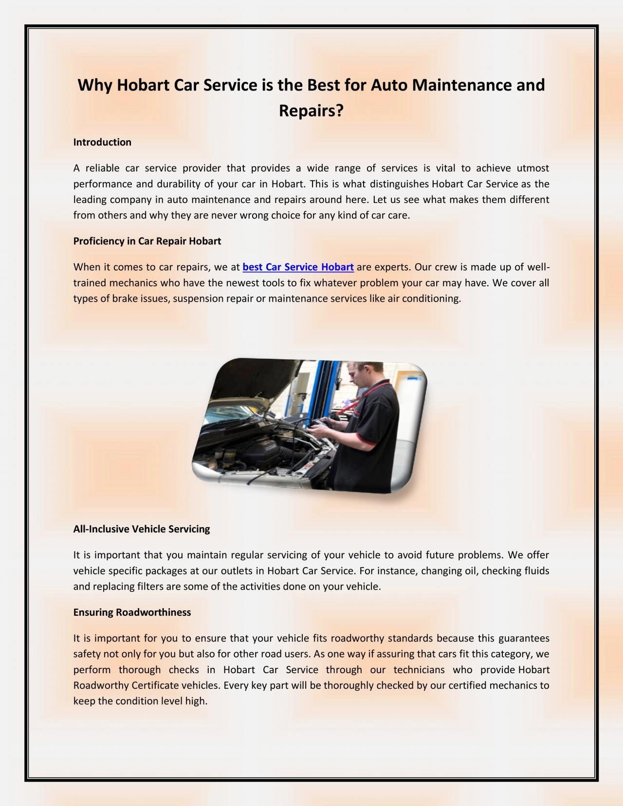 PDF-Why Hobart Car Service is the Best for Auto Maintenance and Repairs?