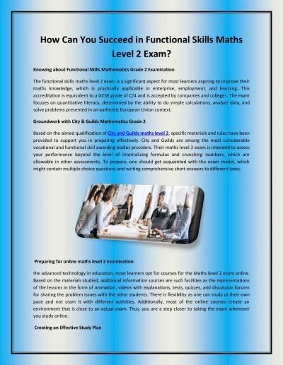 How Can You Succeed in Functional Skills Maths Level 2 Exam?