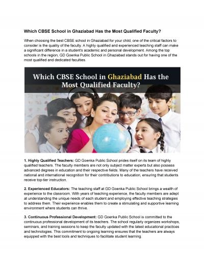 Which CBSE School in Ghaziabad Has the Most Qualified Faculty?