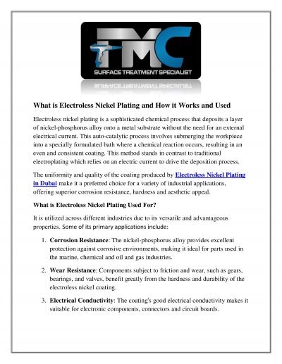 What is Electroless Nickel Plating and How it Works and Used