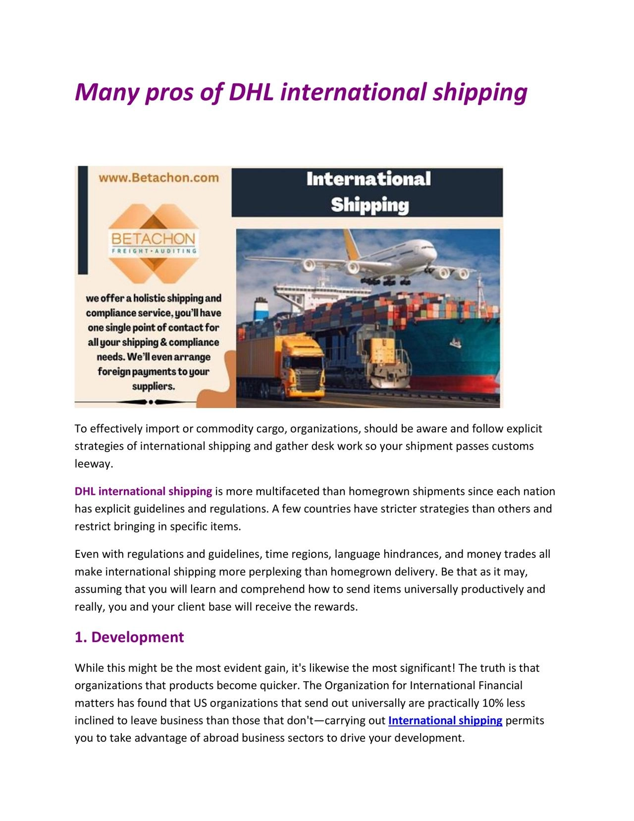 PDF-Many pros of DHL international shipping