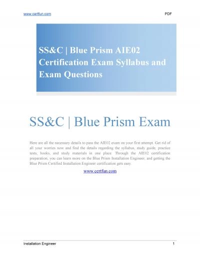 SS&C Blue Prism AIE02 Certification Exam Syllabus and Exam Questions