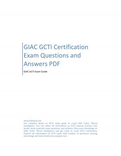 GIAC GCTI Certification Exam Questions and Answers PDF