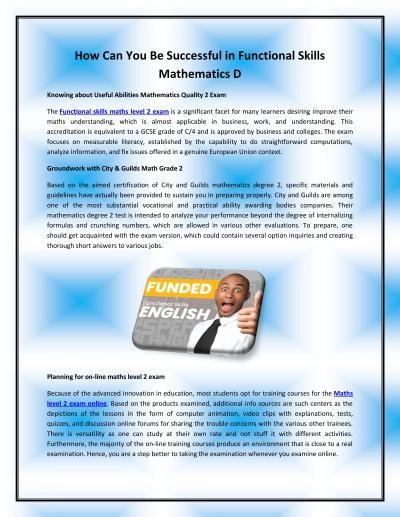 How Can You Be Successful in Functional Skills Mathematics Degree 2 Examination?