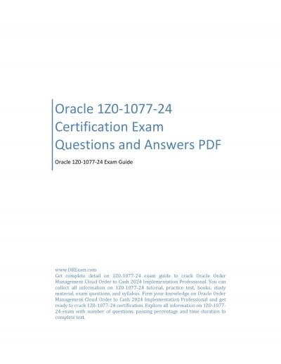 Oracle 1Z0-1077-24 Certification Exam Questions and Answers PDF