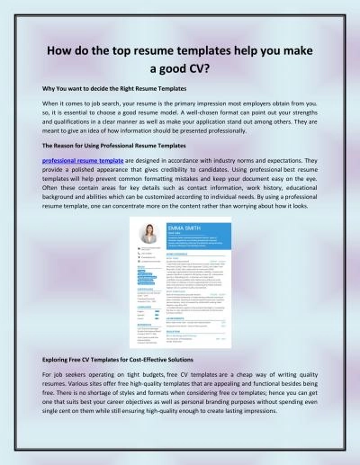 How do the top resume templates help you make a good CV?