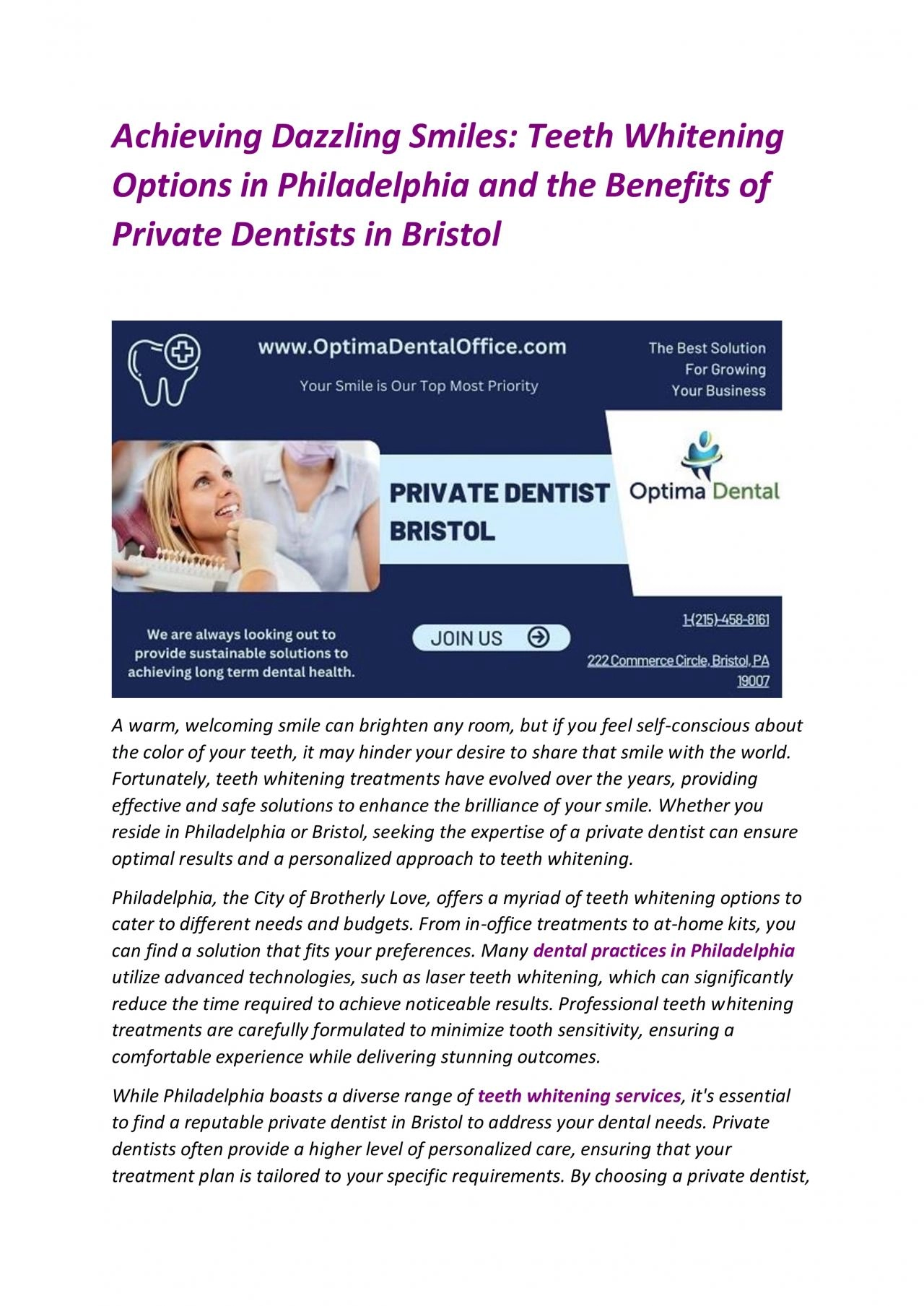 PDF-Achieving Dazzling Smiles: Teeth Whitening Options in Philadelphia and the Benefits of