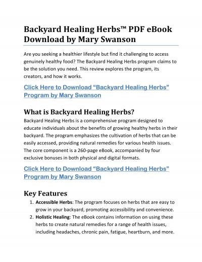 Backyard Healing Herbs™ PDF eBook Download by Mary Swanson