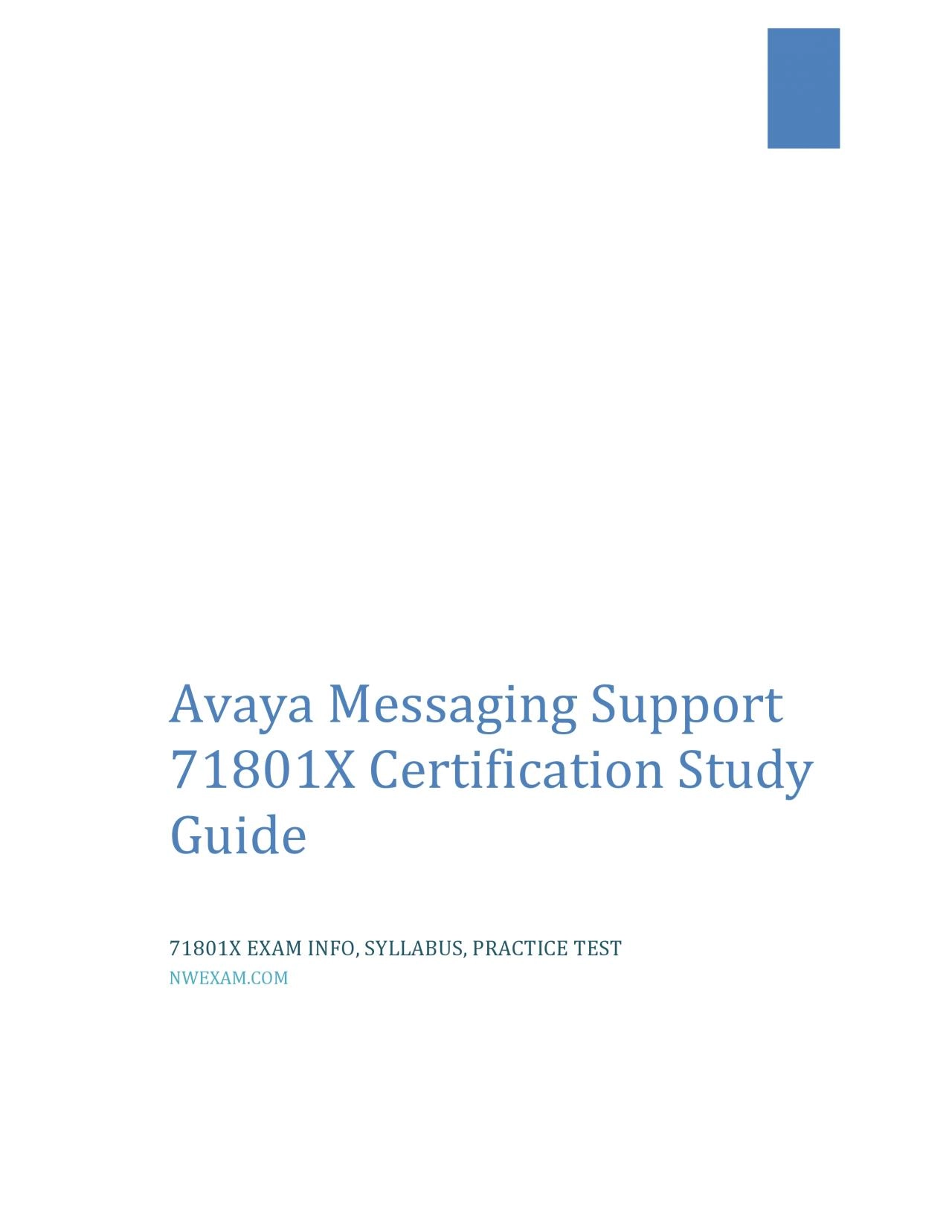 PDF-Avaya Messaging Support 71801X Certification Study Guide