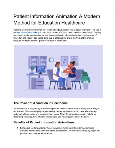 Patient Information Animation A Modern Method for Education Healthcare