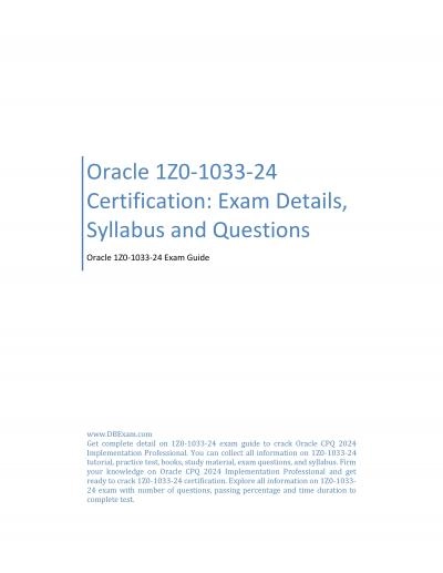 Oracle 1Z0-1033-24 Certification: Exam Details, Syllabus and Questions