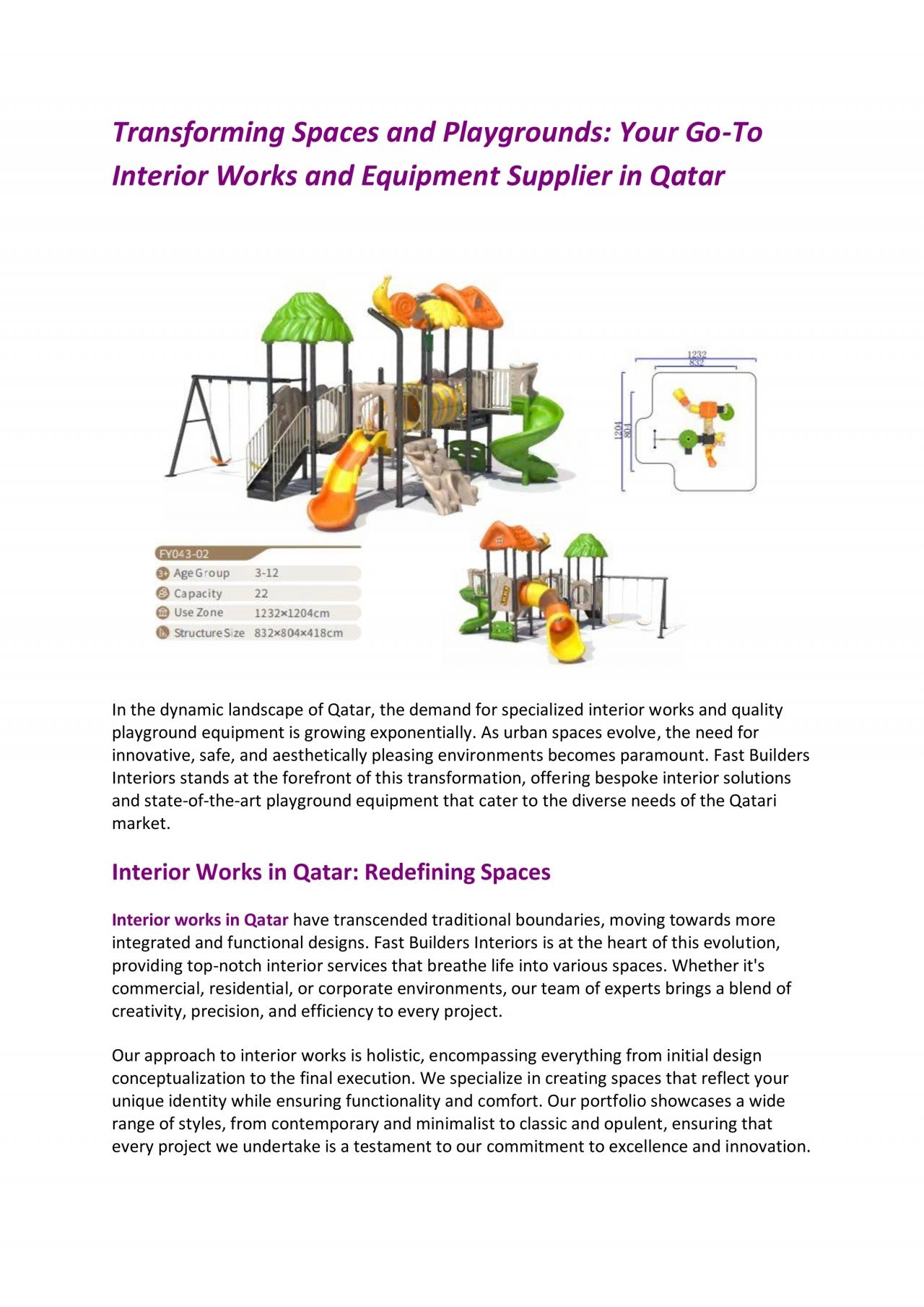 PDF-Transforming Spaces and Playgrounds: Your Go-To Interior Works and Equipment Supplier