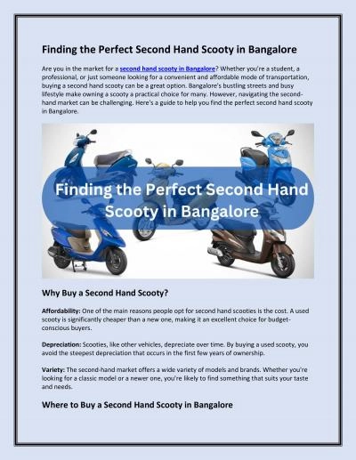 Finding the Perfect Second Hand Scooty in Bangalore