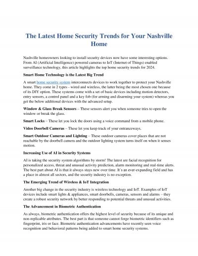 The Latest Home Security Trends for Your Nashville Home