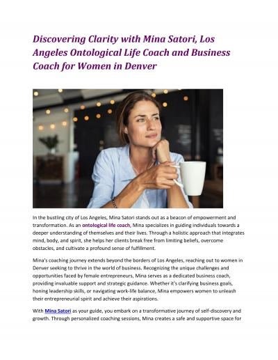 Discovering Clarity with Mina Satori, Los Angeles Ontological Life Coach and Business Coach for Women in Denver