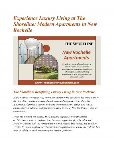 Experience Luxury Living at The Shoreline: Modern Apartments in New Rochelle