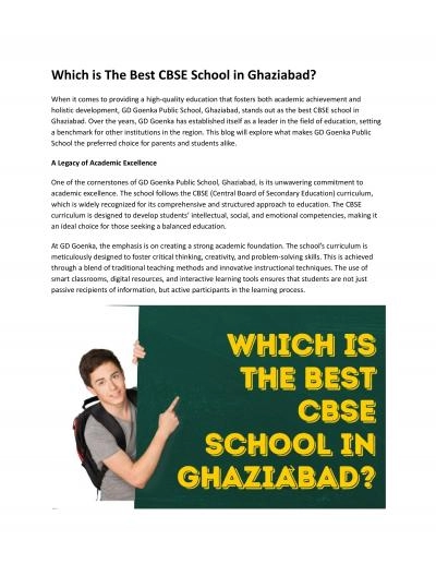 Which is The Best CBSE School in Ghaziabad?