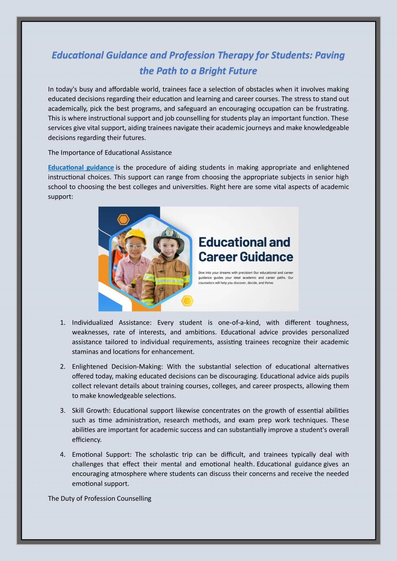 PDF-Educational Guidance and Profession Therapy for Students: Paving the Path to a Bright