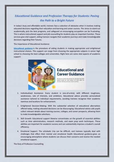 Educational Guidance and Profession Therapy for Students: Paving the Path to a Bright