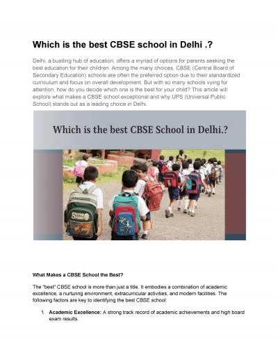 Which is the best CBSE school in Delhi .?