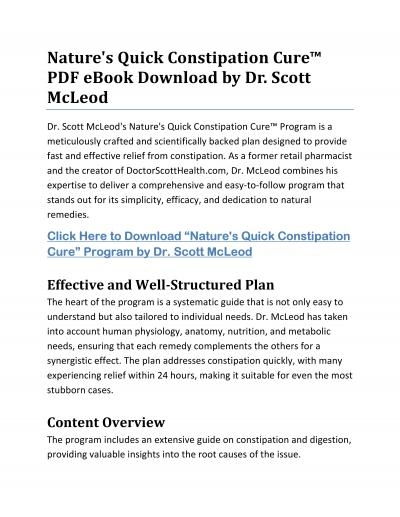 Nature\'s Quick Constipation Cure™ PDF eBook Download Dr. Scott McLeod