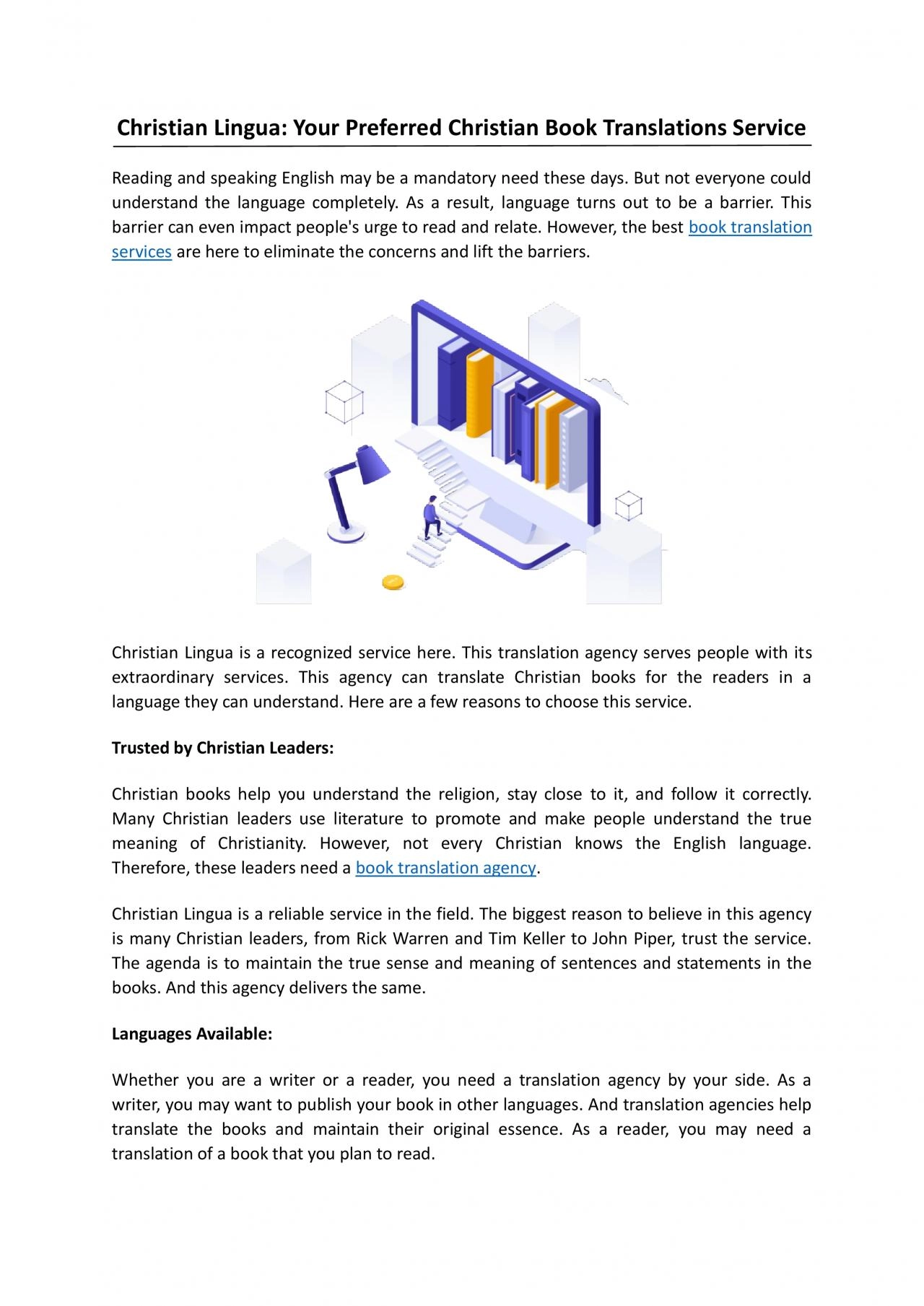 PDF-Christian Lingua: Your Preferred Christian Book Translations Service