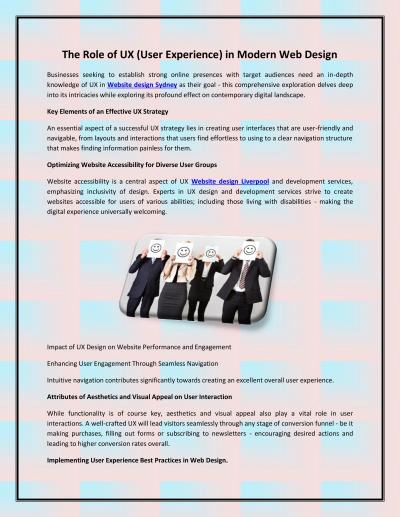 The Role of UX (User Experience) in Modern Web Design